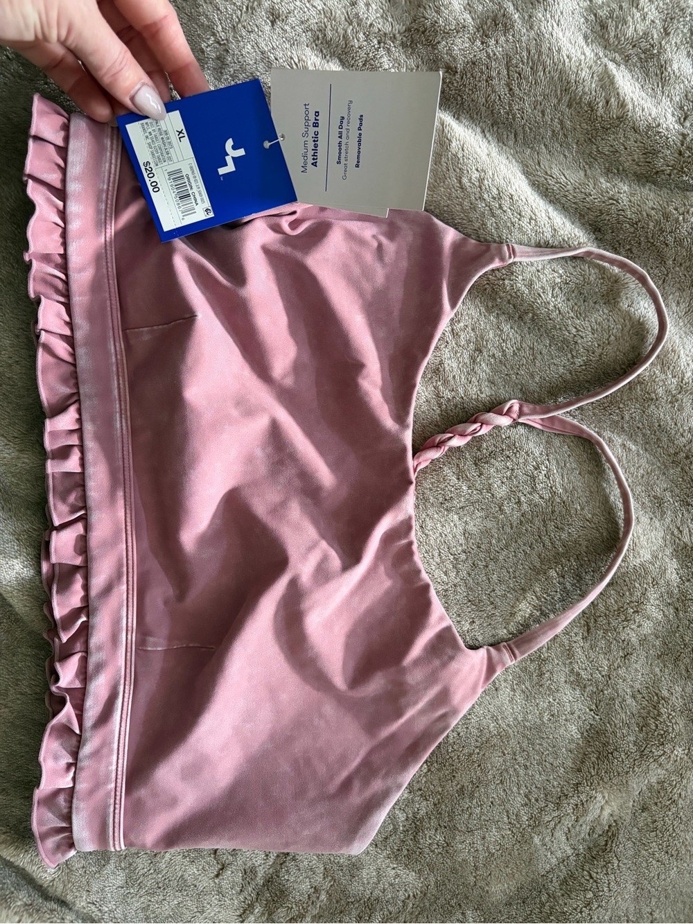 JoyLab Pink Ruffle-Trim Sports Bralette